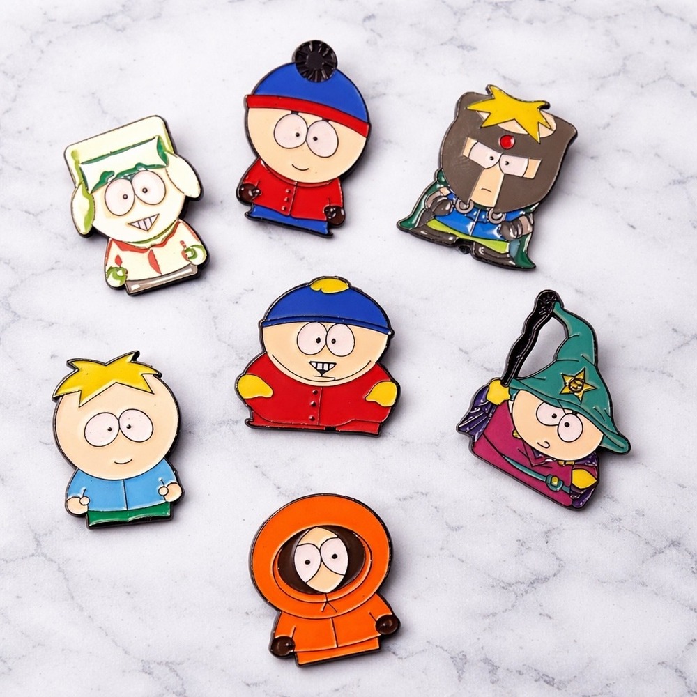 South Park Enamel Pin Set Unisex OS Multicolor Excellent Cartoon 7pc Lot